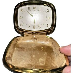 Phinney‎ Walker Wind Up Travel Alarm Clock Germany Leather Case Folds Up Germany
